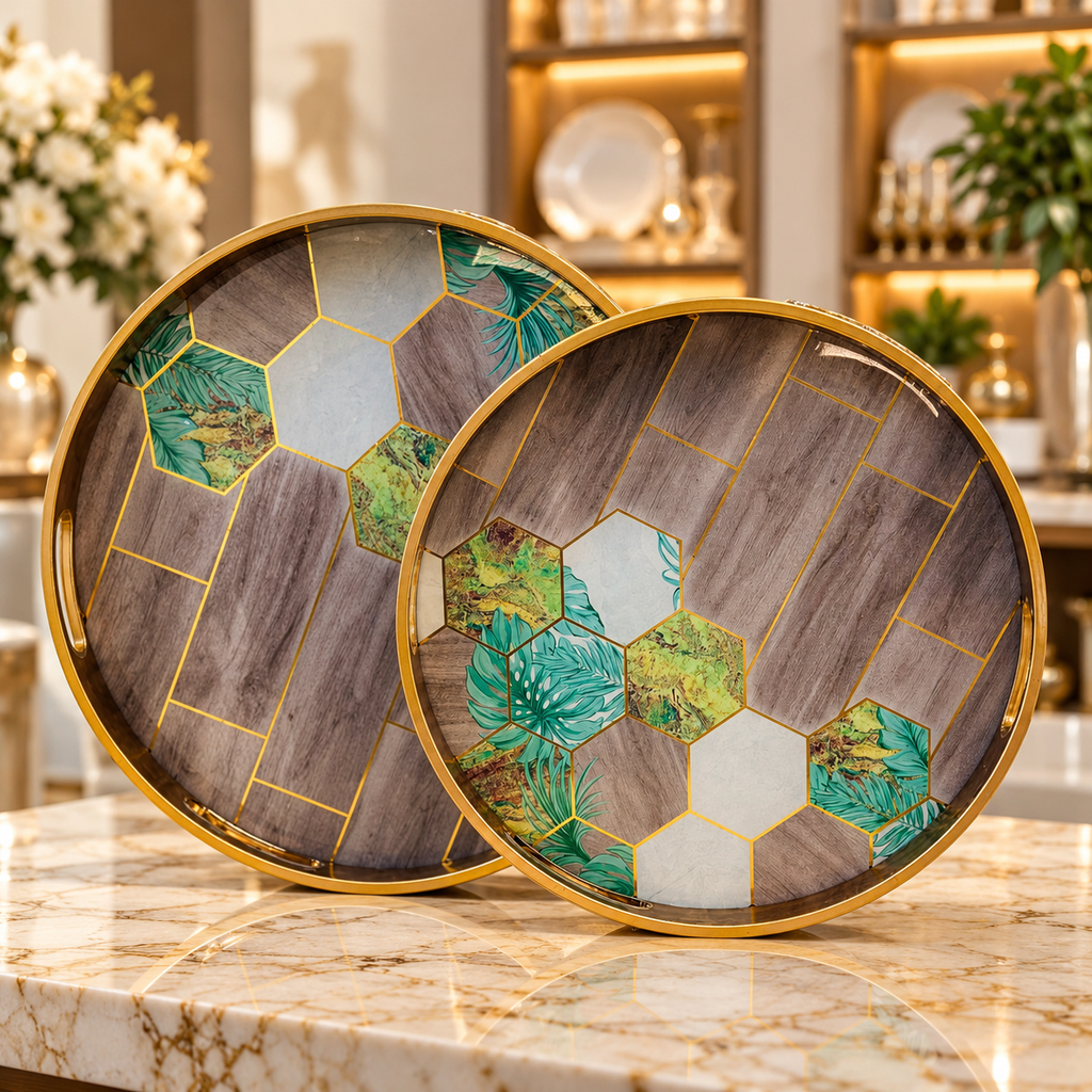 Fancy Tray Set 2-Piece – Elegant Serving & Decorative Trays