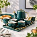 Luxury Ceramic Tea Set with Gold Finish – Tea Cup & Teapot Set