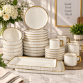 Luxury Ceramic Dinner Set with Gold Rim – Premium Tableware Set